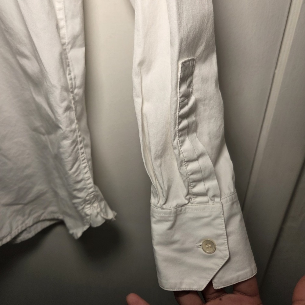 Saint Laurent Paris White Cotton Button Up Shirt Black Tie Neck Italy Designer - Picture 3 of 15